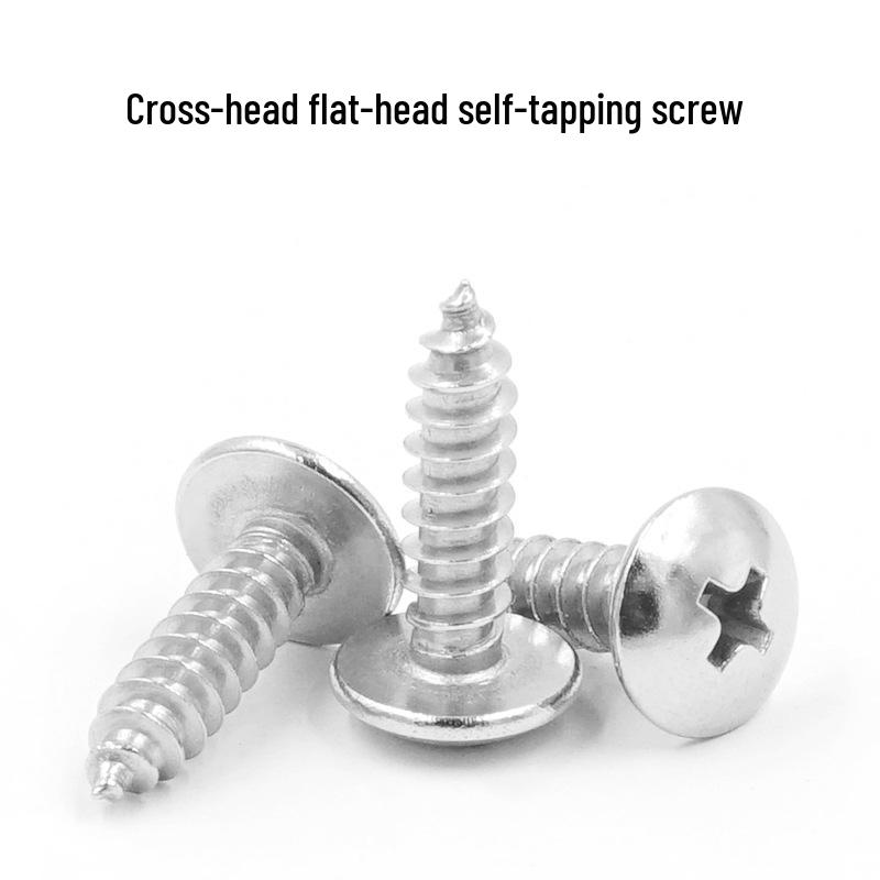 304 Stainless Steel Mushroom Head Self-Tapping Screws, Cross Large Flat Head Bolt