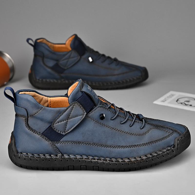 Large size autumn and winter men's mid-top Martin boots outdoor casual shoes stitched men's shoes