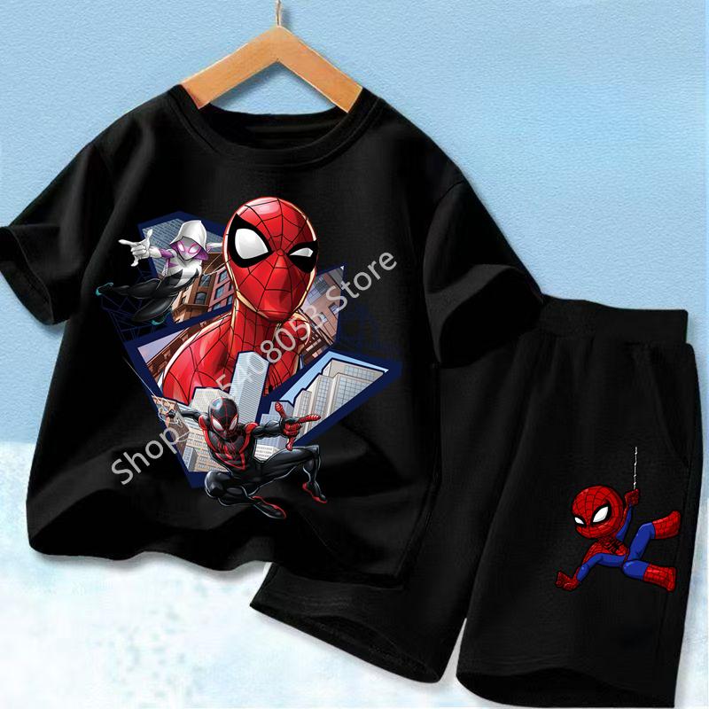 Red Spider Printed Children Print T-shirt Summer Clothes 3-12Yrs Boys Girls Short-sleeved Top+Shorts Casual Sports Set Clothing