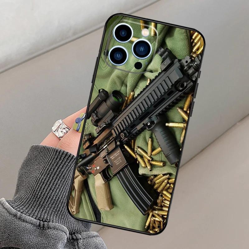 Použitelné pro pouzdro na mobilní telefon iPhone15, Pouzdro na mobilní telefon s motivem zbraně a nábojů, Malované Anti-Drop je Anti-Drop Mobilní telefon.