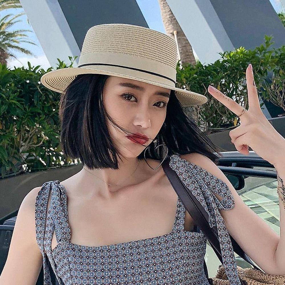 Sun Hats UV Protection Caps Summer Sunscreen Hats Letter M Women Straw Hats British Beach Caps