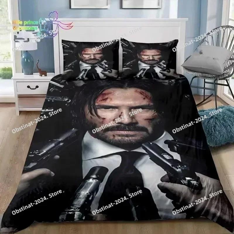 Thriller Film John Wick Bedding Set Print single Comforter Quilt Bed Cover Duvet Cover Pillow Case 3 Pieces Sets Kids Adult Size