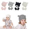 Baby Hat and Mittens Set Kids Knitted Beanie Cap Winter Warm Pompom Hats Gloves