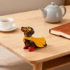 Yousheng Hero Inspired Dachshund Ornament Yellow Cloak Red Boots Sausage Dog Statue Figurine Resin Animal Sculpture Home Office Desktop Decoration