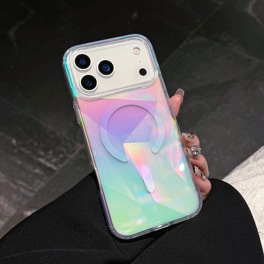 

Алмазное покрытие с цветом для чехла телефона Magsafe для iPhone 17 16 15 14 13 12 11 Pro Max Магнитная беспроводная зарядка Ударопрочный чехол iPhone Air