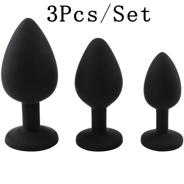 3Pcs/Set Safe Butt Plug With Crystal Detachable Jewelry Anal Plug Vagina Clitoris Vibrator Sex Toy