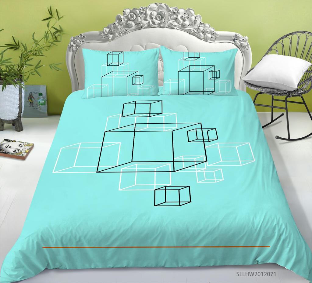 Literie graphique 3D motif coloré housse de couette et taie d'oreiller 2 ou 3 morceaux de tissu en microfibre avec fermeture éclair lavable super doux décoration de la maison