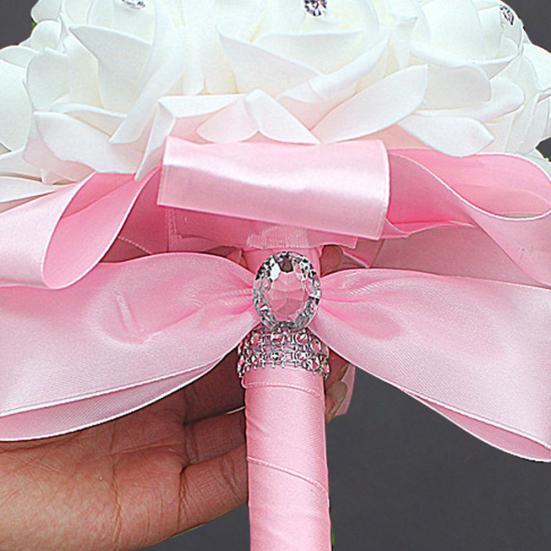 Fita de noiva strass falso buquê de flores artificiais decoração de banquete de casamento
