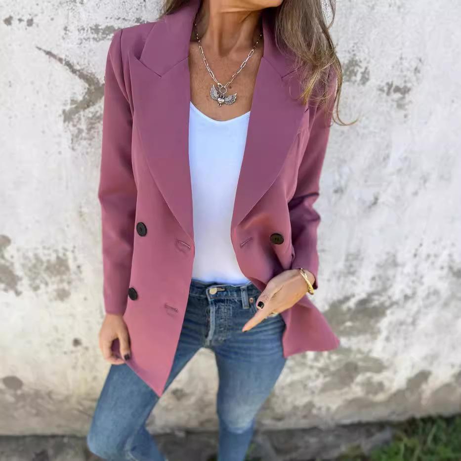 Women's Fashion Solid Color Long-Sleeved Suit Jacket