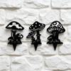 Mushrooms Ground Insert Black Metal Silhouette Sign Flat Garden Stakes for Gardeners,