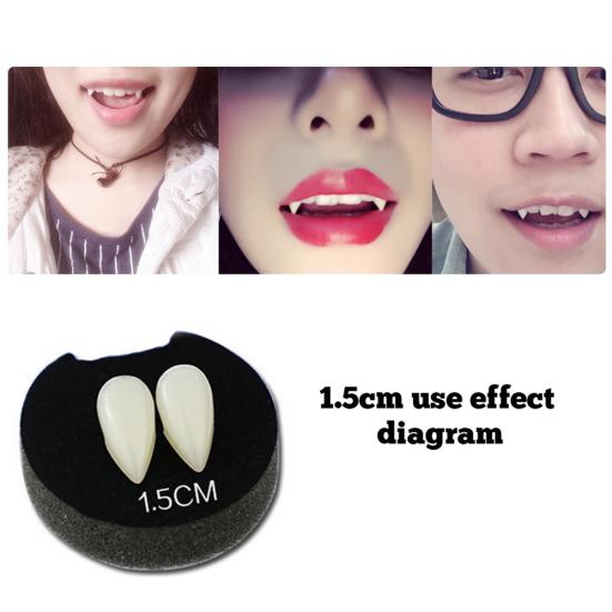 2Pcs Fake Luminous Vampire Teeth Fangs Dentures Halloween Cosplay Party Favors