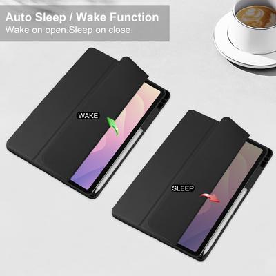 Étui pour Samsung Galaxy Tab S11 Housse de Tablette en Acrylique Transparent et Cuir Support Veille/Réveil Automatique