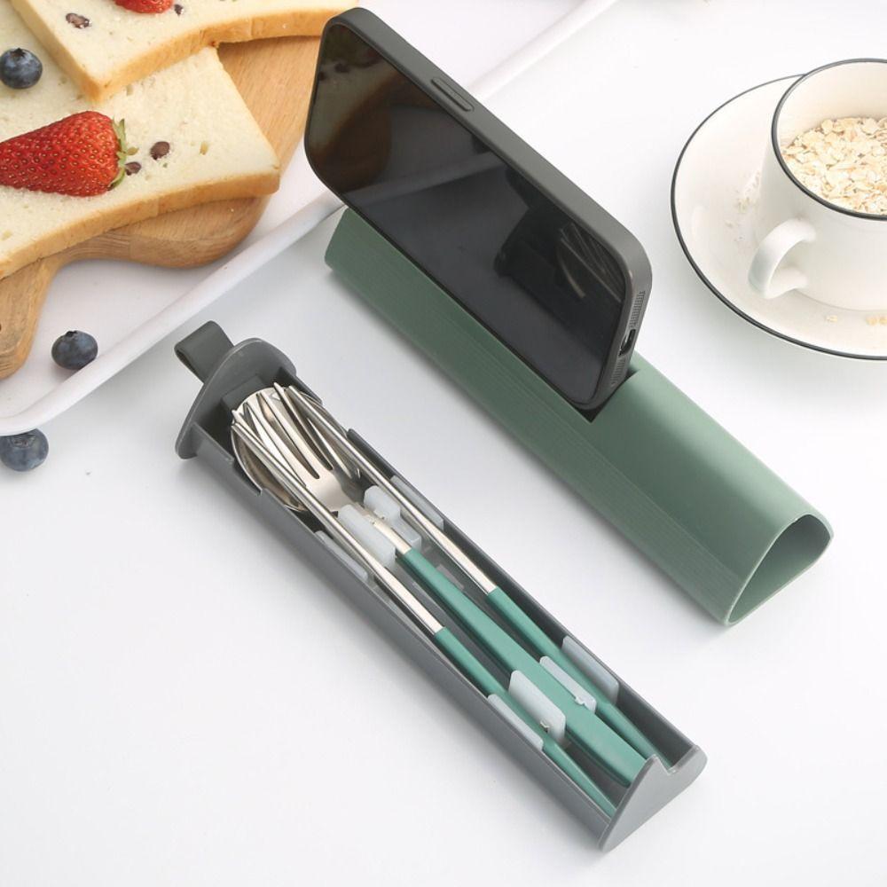 2/3Pcs Pull-out Cutlery Box Stainless Steel Tableware Set  Travel Use