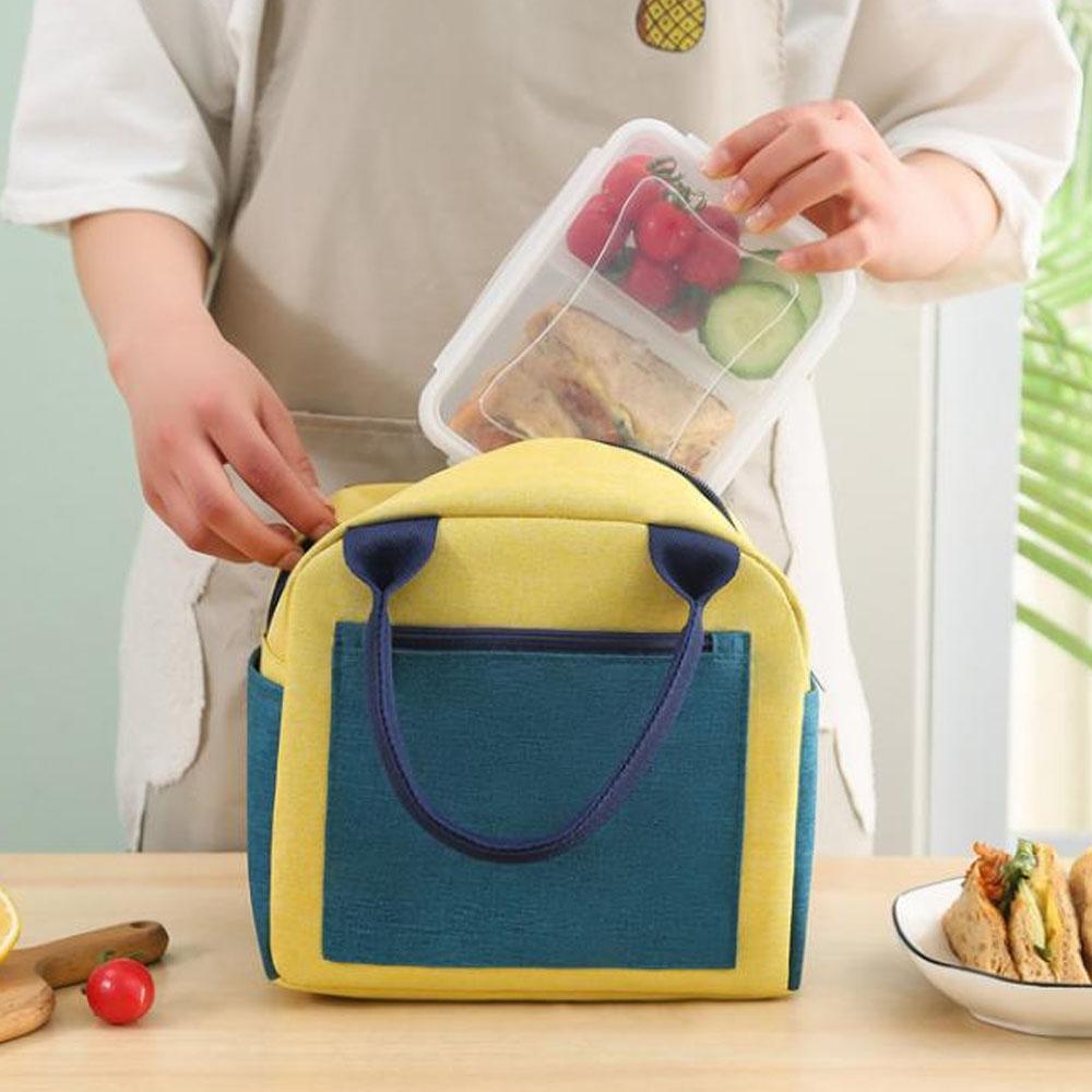 Portable Bento Bag Commute Office School Outdoor Picnic Thermal Insulated Food Sandwich Storage Handbag Easy Clean Lunch Bag