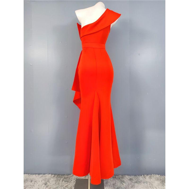 Export Banquet Party Elegant and Personalized Fashion One-Shoulder Butterfly Elegant Elegant Waist-Tight Slim Looking Space Cotton Dress