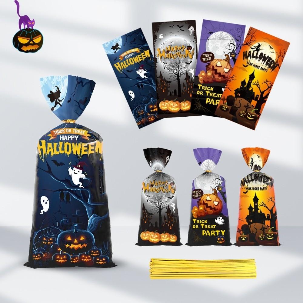 50pcs Exquisite Snacks Candy Biscuit Bag Reusable Drawstring Bag Halloween Candy Bag  For Kids