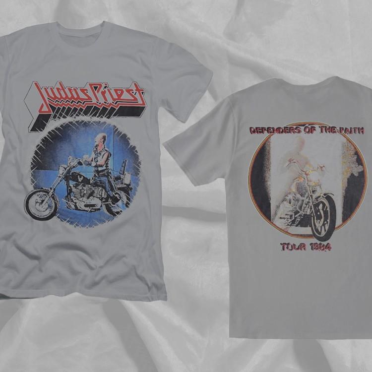 Judas Priest DEFENDERS OF THE FAITH 1984 Tour Gray Double Sided TShirt Unisex T-Shirt XXXXL
