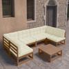 Day and Night - Day and Night Garden Furniture Set 7 Pieces Honey Brown Pine Wood Cushions