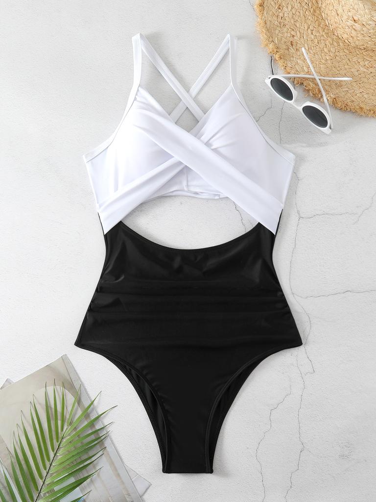 Women’s Sexy Monokini Bathing Suit One-Piece Cut-Out Bikini Swimsuit, Backless Tight-Fit Swimwear