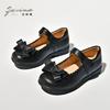 New Girls Black Leather Shoes Children's Wedding Patent Leather Princess Kids Student School Shoe Flat Fashion Shoe