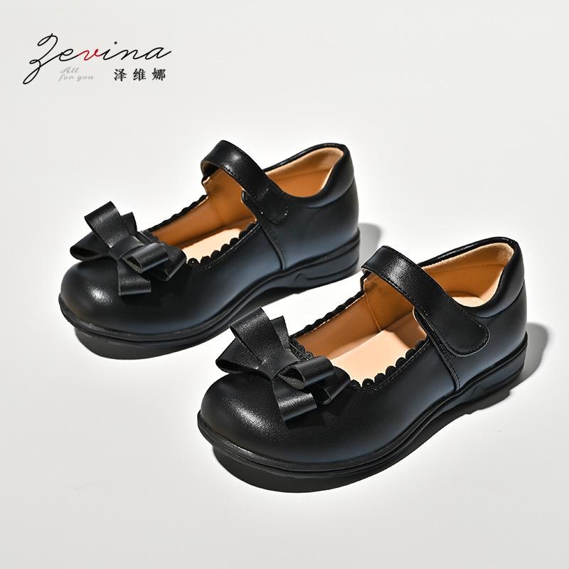 New Girls Black Leather Shoes Children's Wedding Patent Leather Princess Kids Student School Shoe Flat Fashion Shoe
