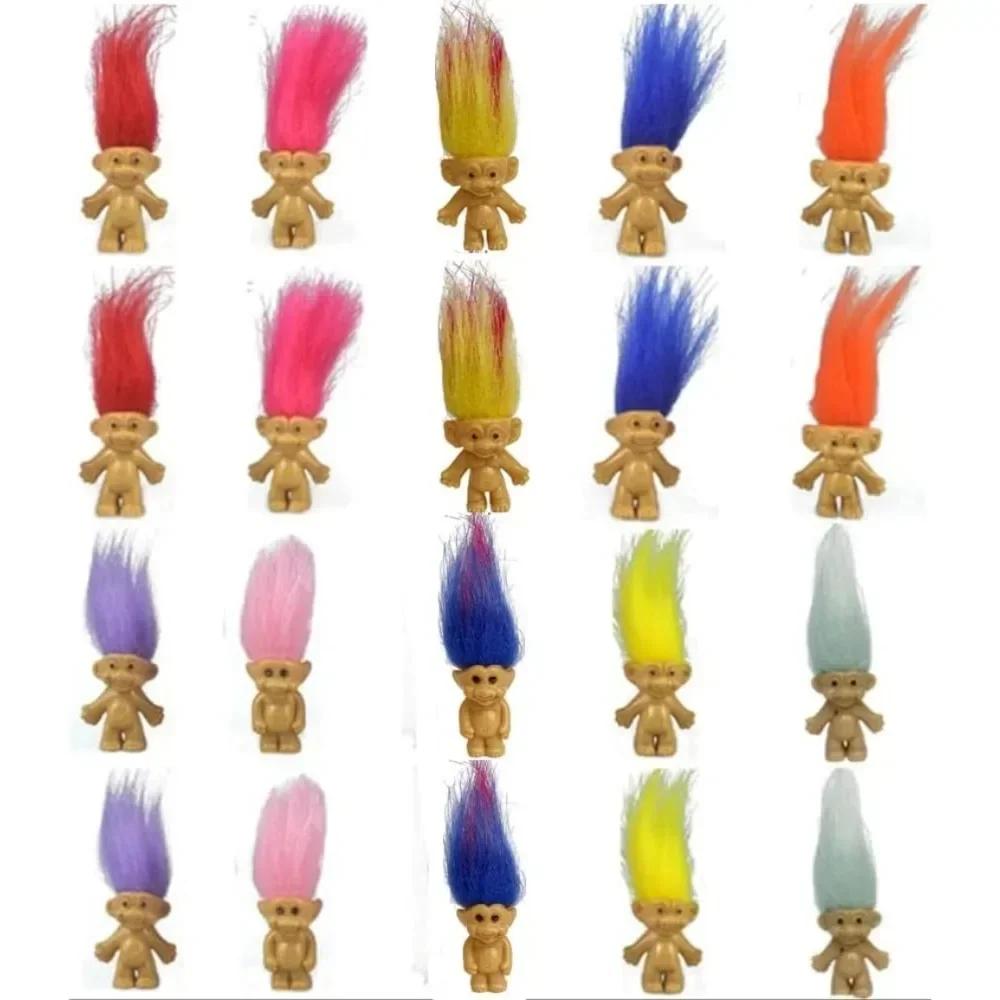 10Pcs/Bag Mini Trolls Dolls Anime Action Figure Colorful Hair Family Members Model Collection Kids Toys for Children's Gift 2025