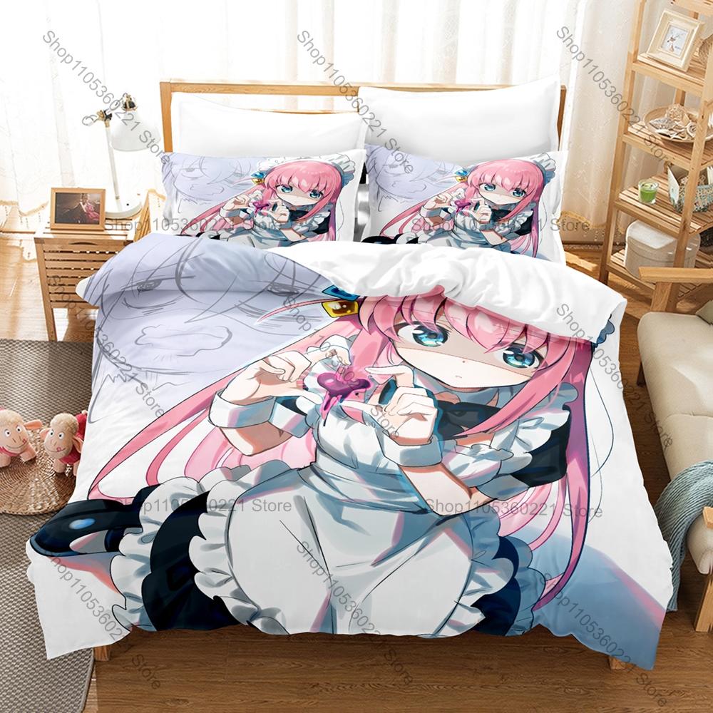 Icon Bocchi Chan Gotou Hitori Graphic Bedroom Decor Bedding Duvet Cover + 2 Pillowcases Anime Rock Fan Room Decor