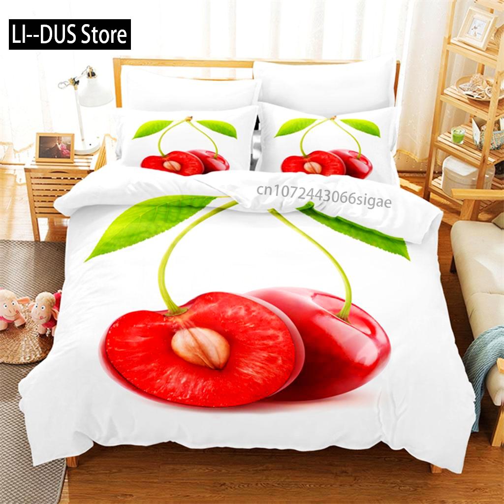 Comforter Red Cherry Bedding Set 3D Bedding Digital Printing Queen Size Bedding Set Fashion Designs