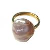 18K Gold-Plated Baroque Pearl Ring, Niche Design, Simple Style