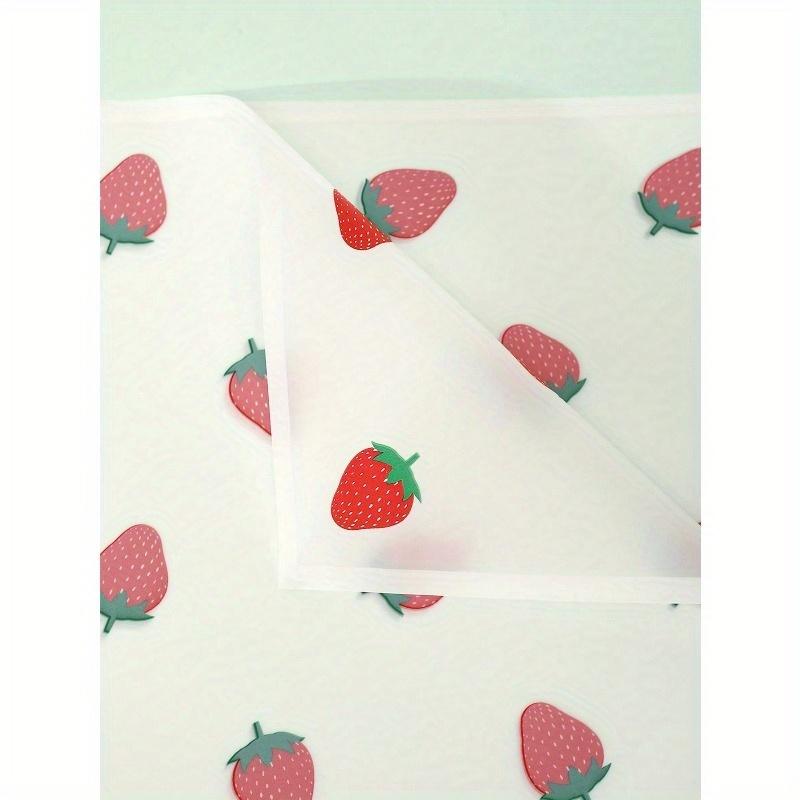 20-Pack Cartoon Strawberry Print Waterproof Floral Wrapping Paper, Semi-Transparent Bouquet Sheets for Weddings & Gifts, Back To School Valentine Day