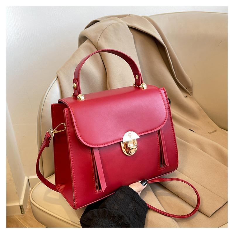 Borsa a tracolla quadrata con fibbia a lucchetto, semplice e retrò, per donna, da usare quotidianamente
