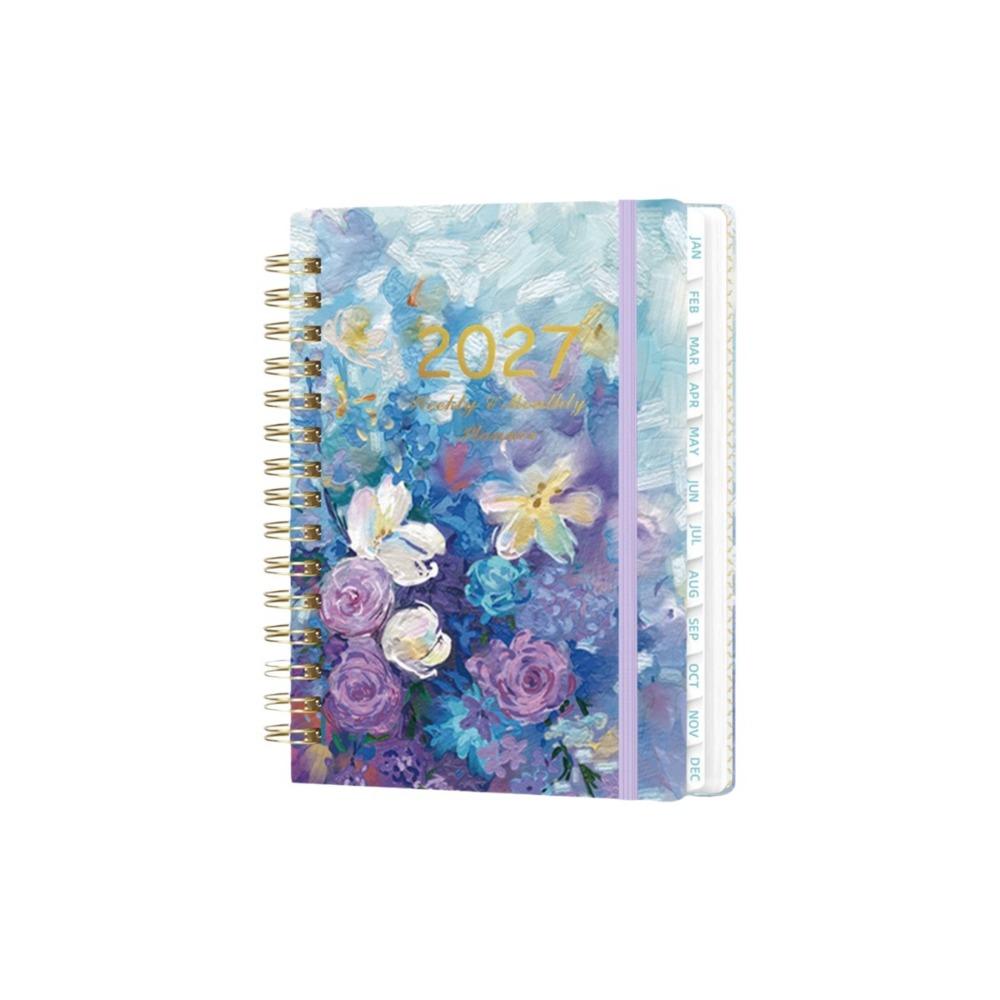Spiral Bound Floral Spiral Notebook Floral Pattern Schedule Book for Work Office School Supplies