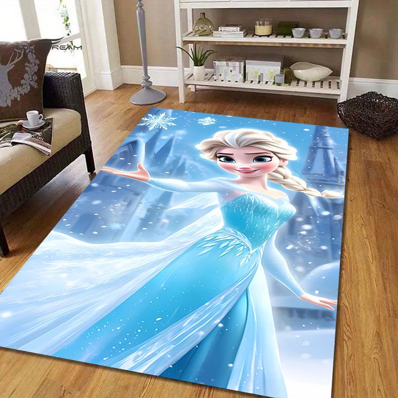 Elsa Queen cartoon pattern rug, Frozen theme, suitable for home, bedroom, bedside rug, and bathroom mat.