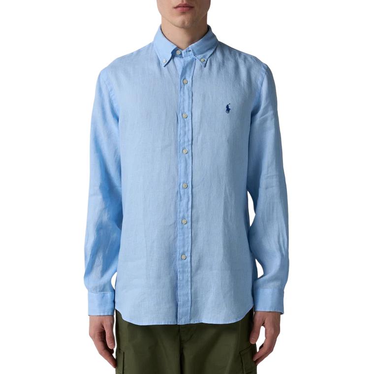 

Polo Ralph Lauren Вышитый логотип Однотонная Пуговицы Длинный рукав Рубашка Индивидуальный приталенный крой Мужские рубашки Синий 710966294-008 XS