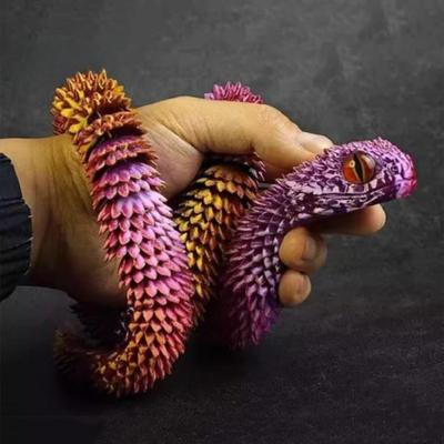 Figurina di serpente stampata in 3D, giunti mobili, figura di serpente, modello di animale articolato, giocattolo, decorazione per ufficio, libreria, scrivania