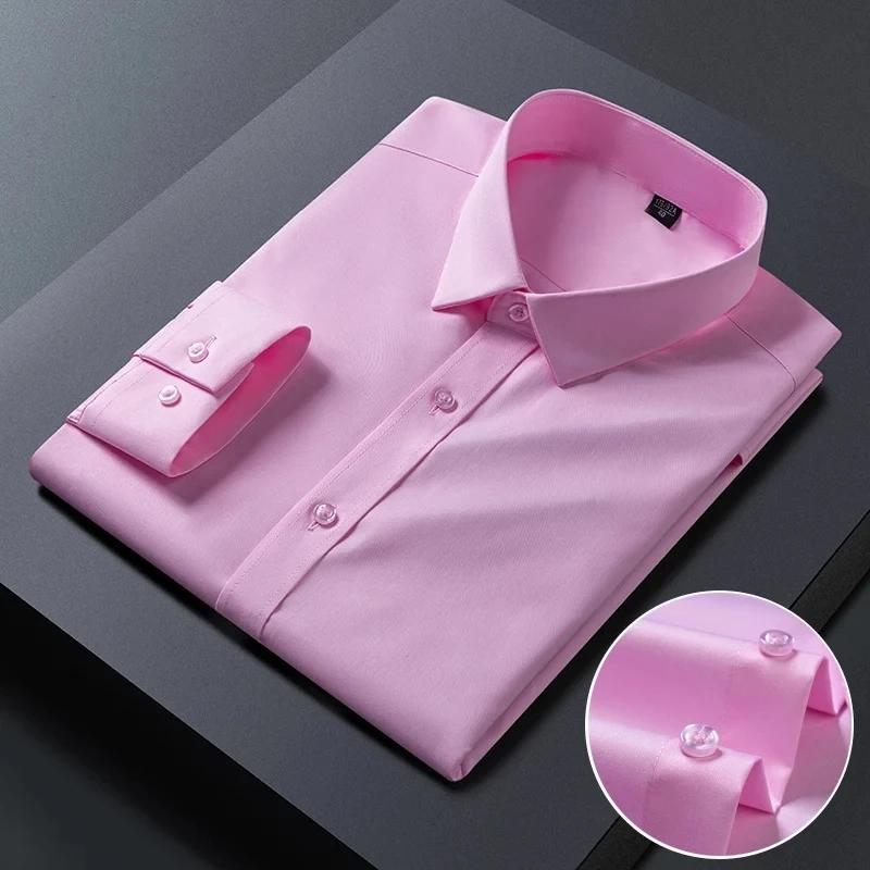 Nové Pánské Košile Proti Vráskám s Dlouhým Rukávem Společenské Košile Pro Slim Fit Camisa Social Business Blůza Bílá Košile S-8XL