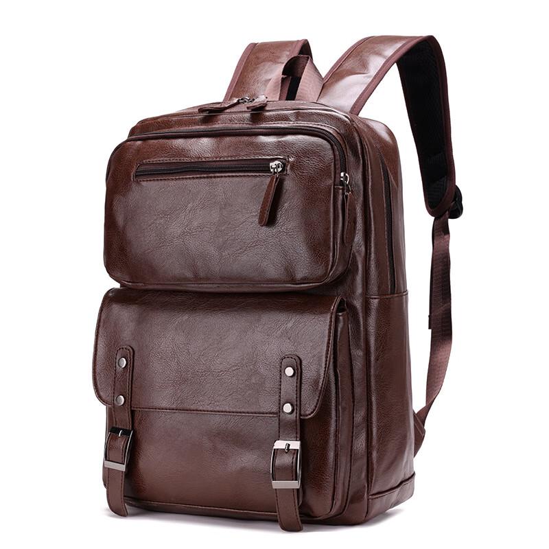 Milin KAMUANG Men s Leather-Feel Business Laptop Travel Backpack