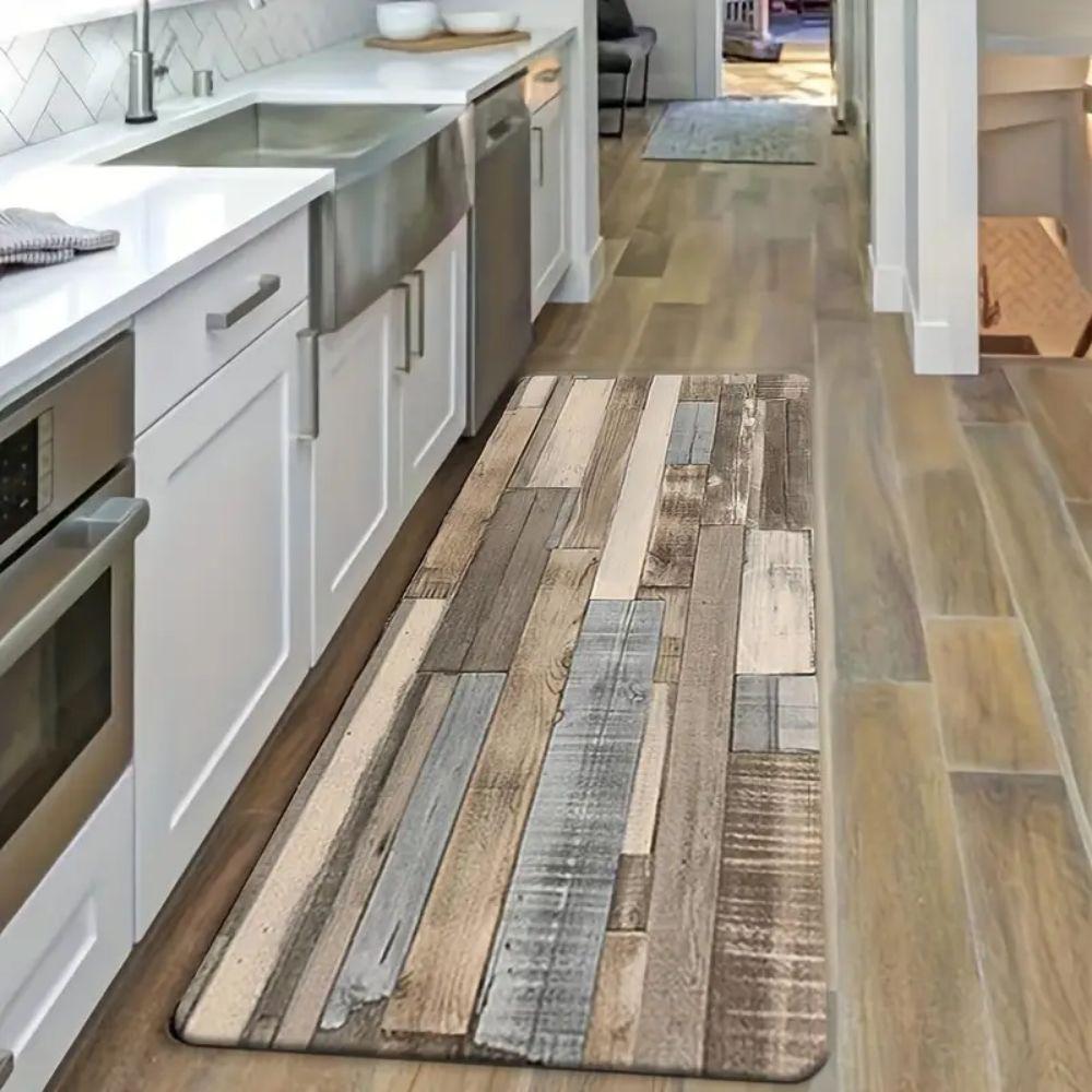 Wood Grain Doormat Insulating, Warm, Non-Slip Entrance Hallway Mat Kitchen & Laundry Room Rug Home Decor