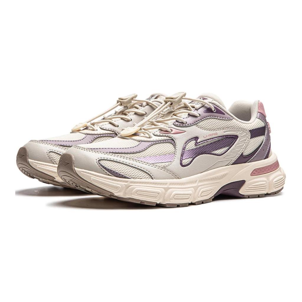 Li Ning Kids Shock Absorption Rebound Low Top Casual Shoes Kids Casual Shoes Beige Purple YKCU114-4