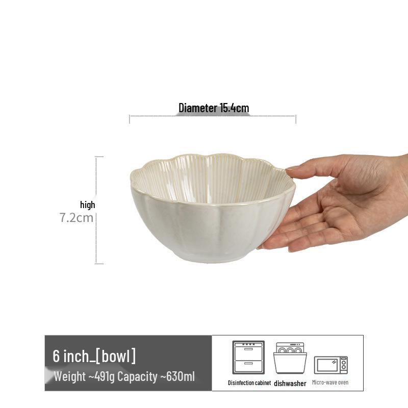 Retro Ceramic Large Bowls for Soup & Vegetables - Practical Tableware for Single Serving