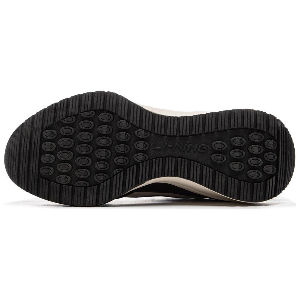 Li Ning Carrying 2.0 Synthetisches Leder Bequem Klassisch Rutschfest Abriebfest Low-Top Freizeitschuhe Herren Sneaker Schwarz Grau AGCU351-2