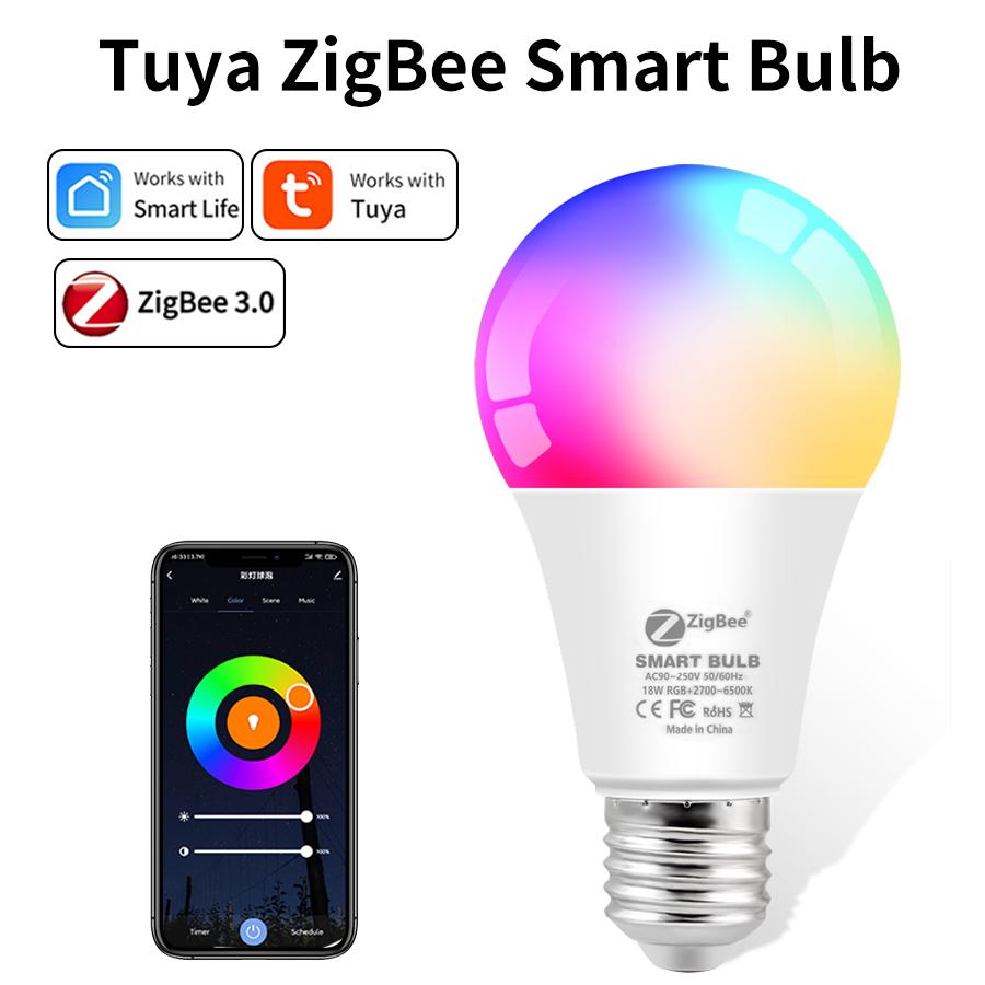 Tuya Smart LED Bulb ZigBee WiFi Bluetooth 85-265V E27 15W RGB Lamp Smart Life APP Control Dimmable Timer Function Group Control