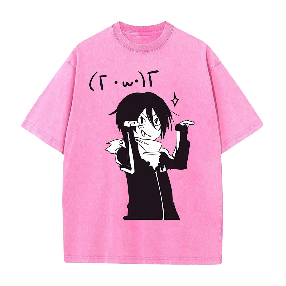 

Yato Noragami Funny Clothing Men Women Short Sleeve Manga T-shirts Vintage Washed T Shirt Casual Cotton Tee Harajuku Male Tshirt S розовый