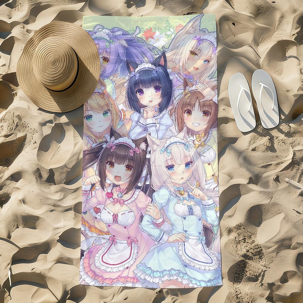 Anime N-nekopara-a Cartoon Towel Beach Towel Oversized Quick Dry Towel Absorbent Soft Swim BeachTowels for Men Women