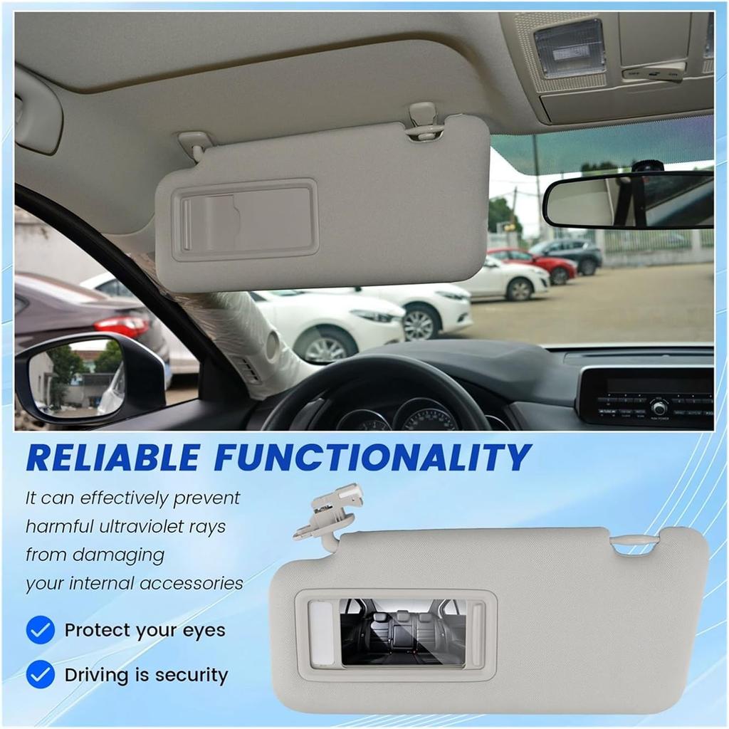 Compatible For Mazda CX-5 2017-2021 CX-8 2019 Car Interior Sun Visor With Mirror Sun Shade Left Driver Side Gray KD5H-69-320A