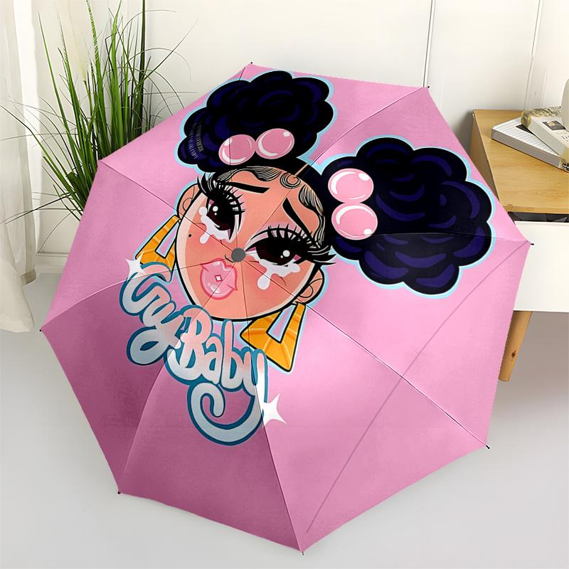 Crybaby Umbrella: Automatic Opening and Closing, Foldable Design, 8 Rib Iron Frame, Perfect Gift for Fans, Travelers, Daily Use0104053a