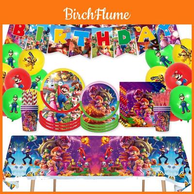 Mario Movie Kids Birthday Party Decoration Banner Tableware Supplies