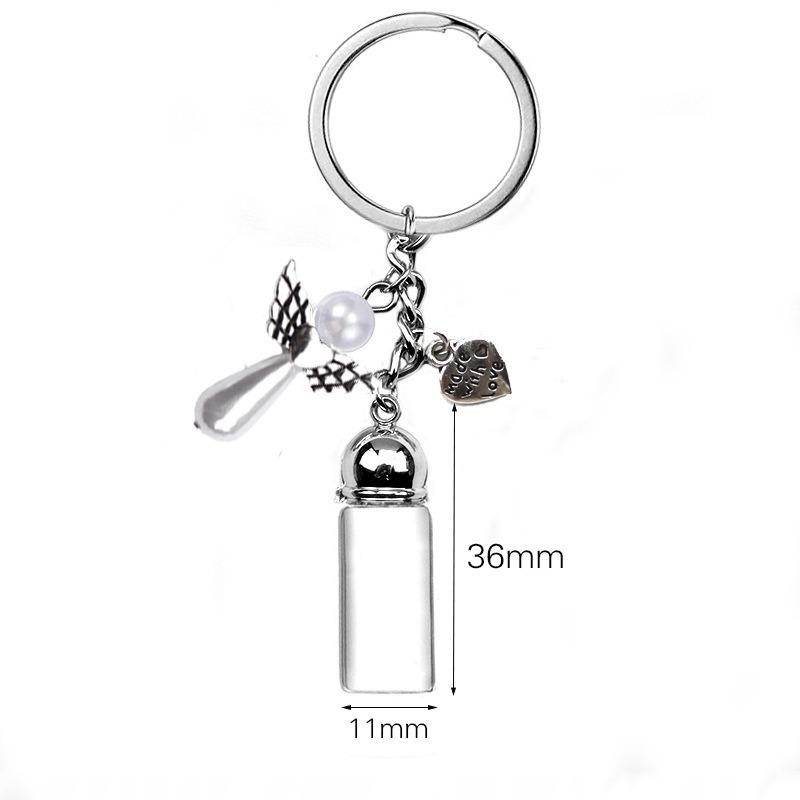 Chaveiro de Garrafa Vazia de Vidro Pingente Transparente Frascos de Óleos Essenciais Perfume Mini Garrafa dos Desejos Chaveiro Para Artesanato DIY