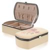 No-brand portable jewelry organizer travel case beige made synthetic material suitable women girls also ideal desktop decoration
