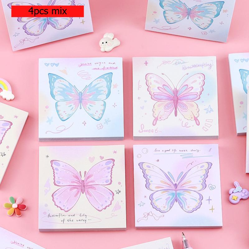 Butterfly Gift Effect Note Memo Pad Korean Simple Decorative Office School Supplies  Kawaii Stationery Notebooks Writing Pads